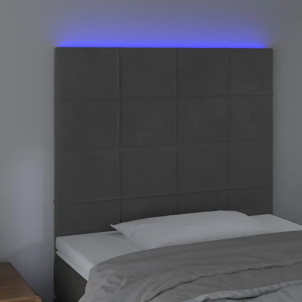 Testiera | Testata a LED GrigioScuro 100x5x118/128cm in Velluto