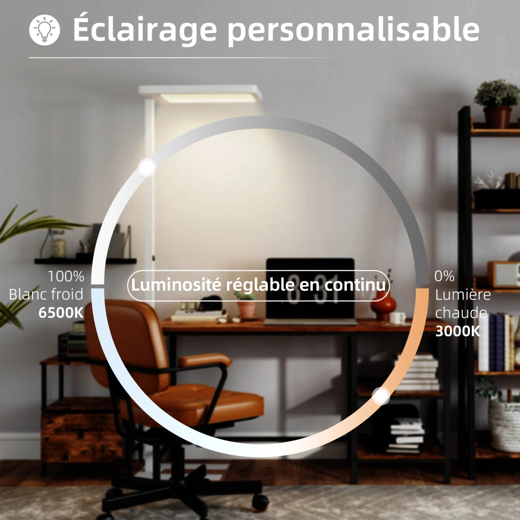 Lampada da Terra LED Dimmerabile - Xylo - Bianco 60x32x196cm con Telecomando