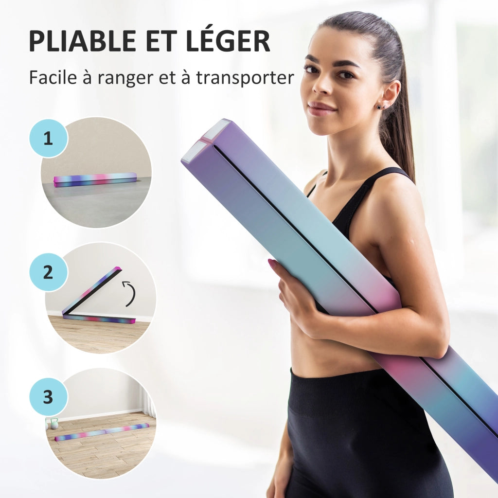 Poutre Gymnastique Pliable 236 cm en Tissu Oxford Multicolore