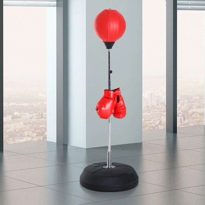 Set punching ball ULEVR regolabile 126-144 cm con guantoni, pompa e base riempibile, rosso