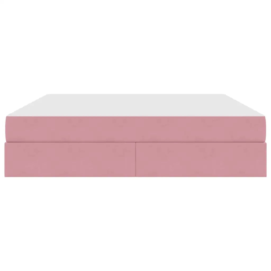 Letto con contenitore e materasso Rosa 160 x 200 cm Velluto 3399735