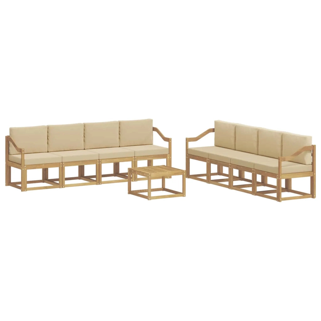 Set di divani da esterno 9 pz Bianco e Beige 3387437
