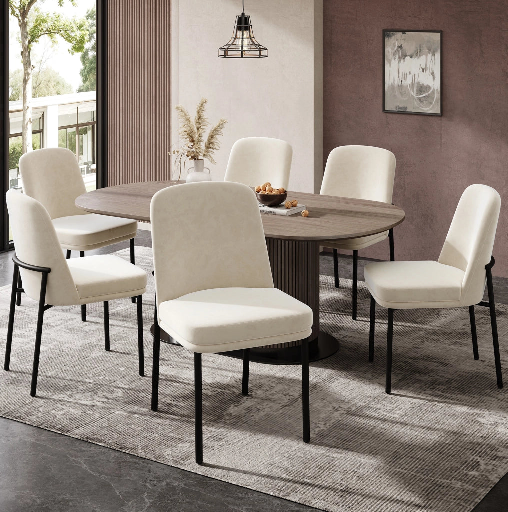 Sedie da sala da pranzo beige – set da 4, velluto