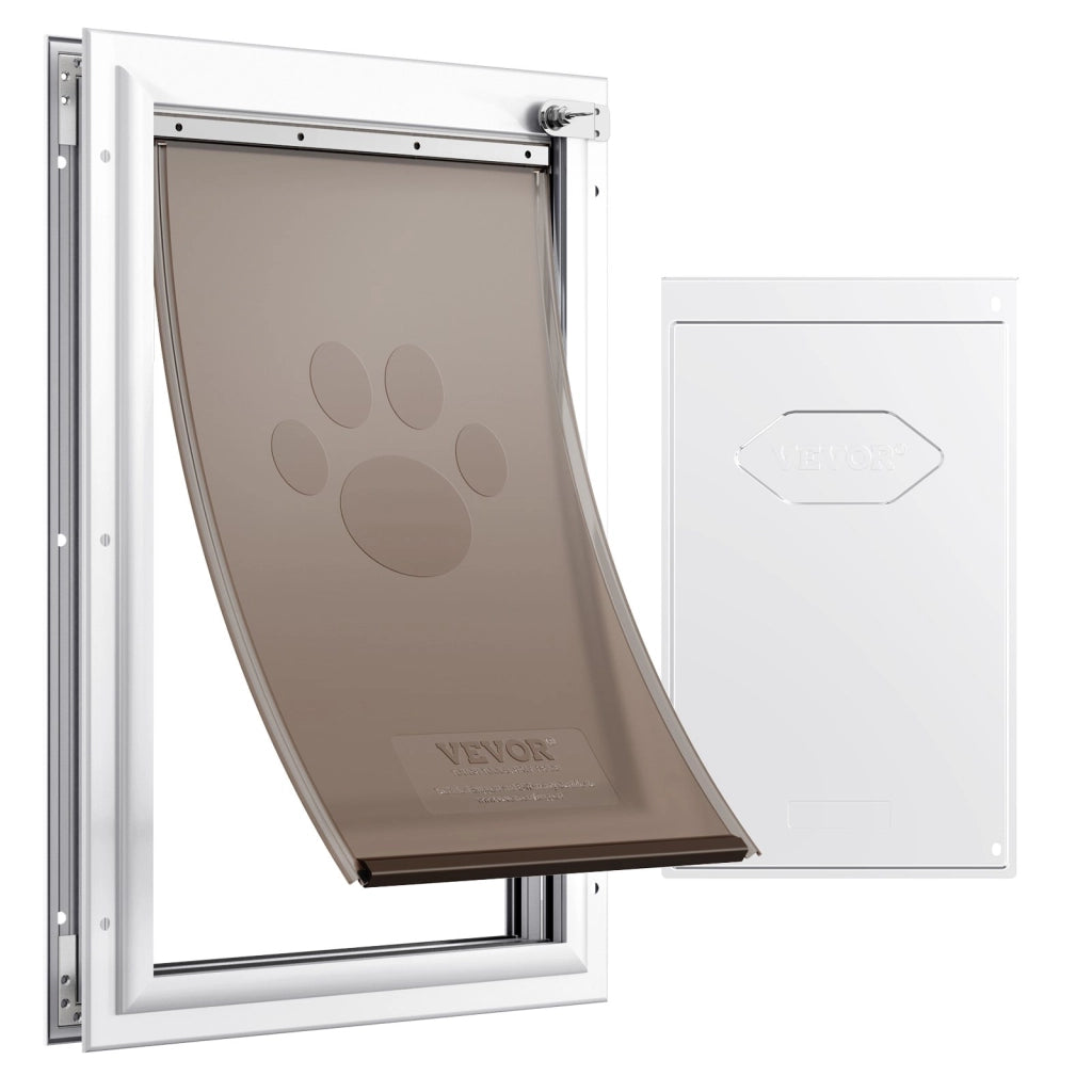 Porta per animali domestici, telaio in alluminio bianco 210 x 303 mm, serratura, resistente alle intemperie, pratica, per gatti e cagnolini, taglia S