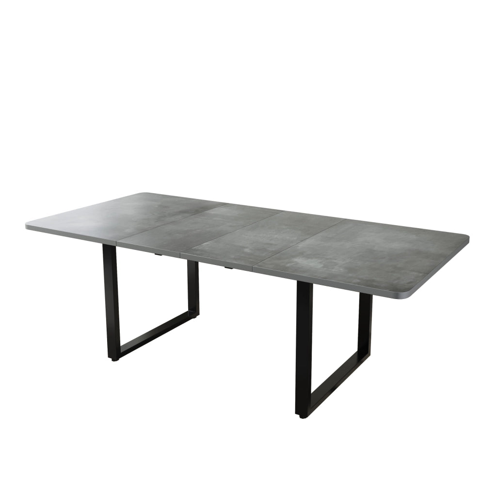 Tavolo da pranzo allungabile 140-180-220x80 cm, MDF, gambe in metallo, per 6-10 persone, colore grigio