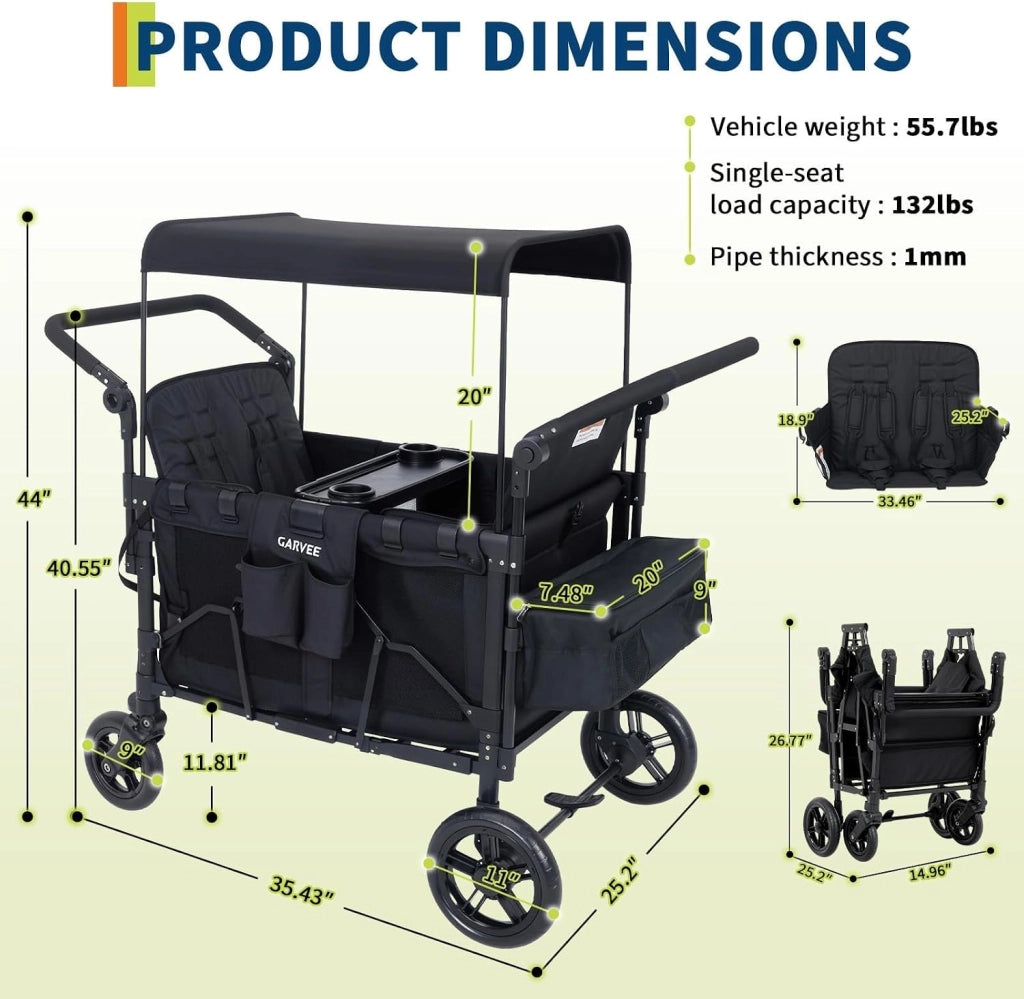 Carrello pieghevole a 4 posti per bambini.