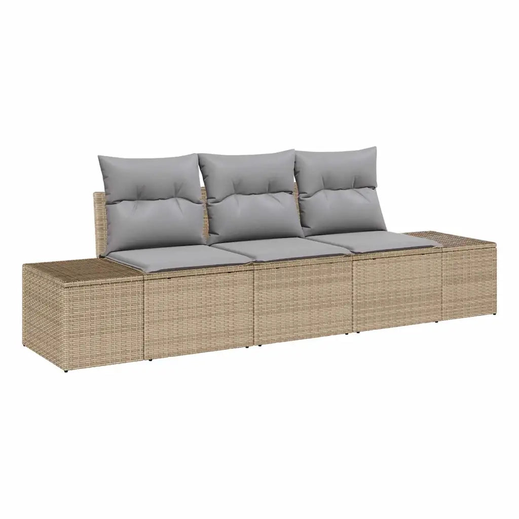 Set Divano da Giardino 3 pcs Beige e Grigio Chiaro polyrattan