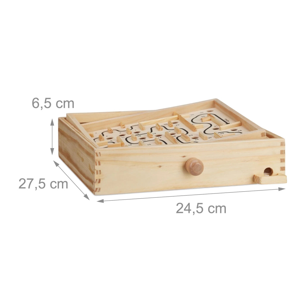 Gioco labirinto in legno per bambini 36 x 36 x 8 cm stimola abilità e destrezza design ludico in legno naturale 13_0003940
