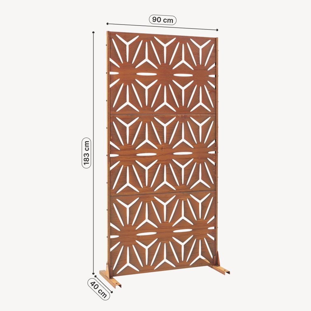 Pannello Divisorio Kilsturd in Acciaio Corten a Motivo Decorativo 180x90 cm - Marrone Ossidato casa.pro