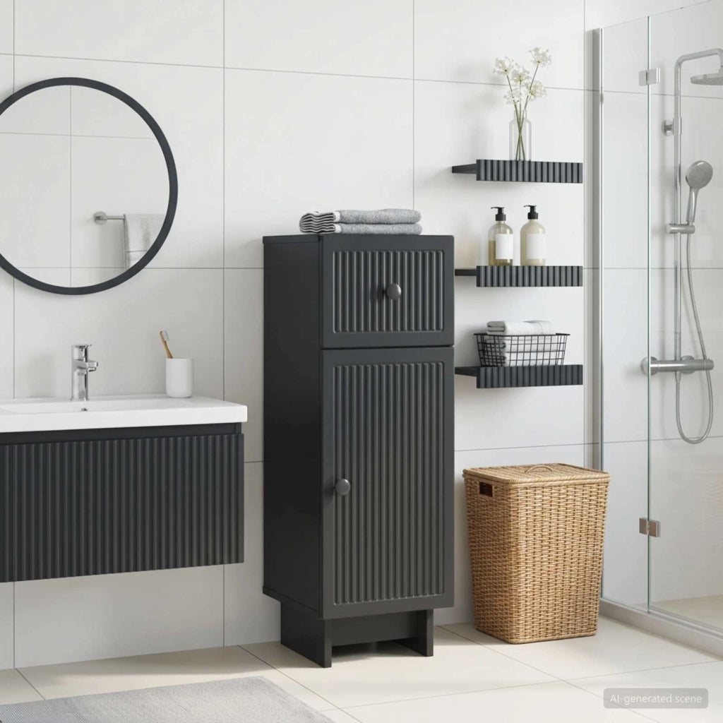 Mobiletto da Bagno EDE Nero 30 x 31 x 80 cm 895946