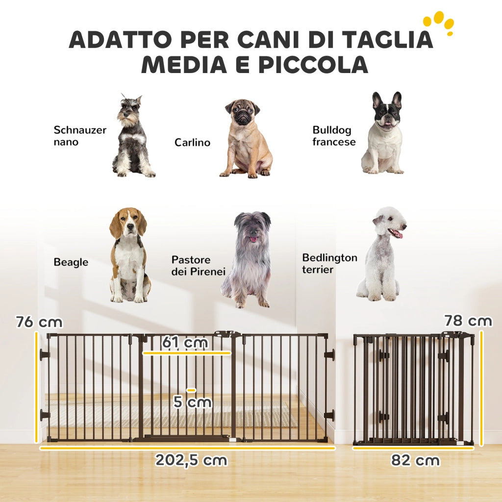 Cancello per Cani Pieghevole in Acciaio ¨C Minimal ¨C Nero 202.5x2x76cm