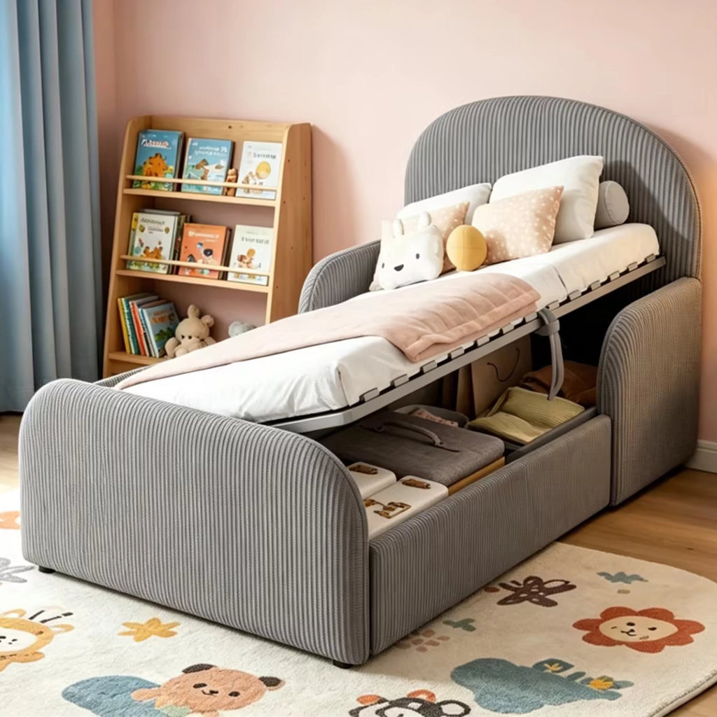 letto imbottito velluto grigio 90 x 200 cm