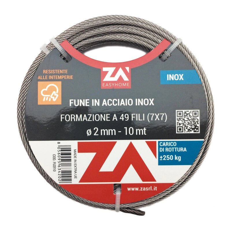FUNE ACCIAIO INOX 49F D 2 MM 10 M- 1,0 pz