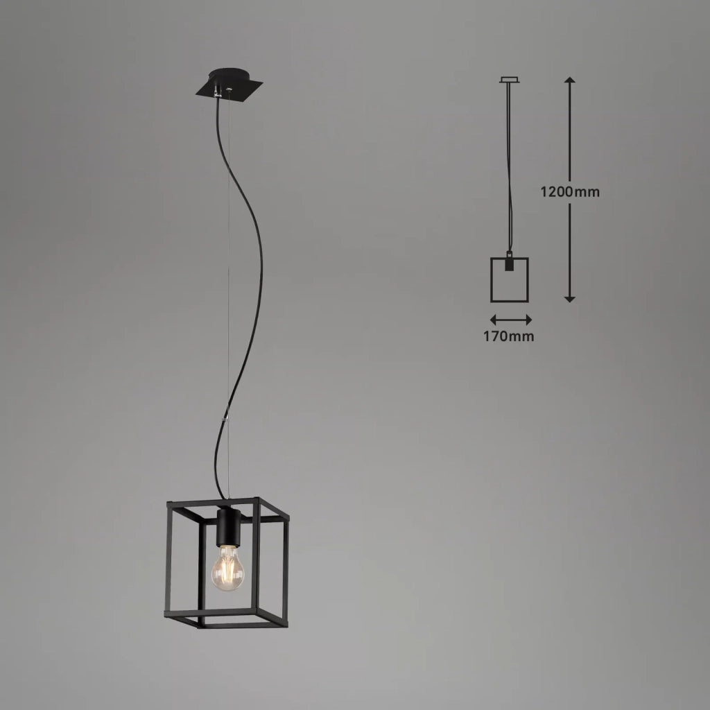 Sospensione Industrial Metallo Nero 1 Luce E27