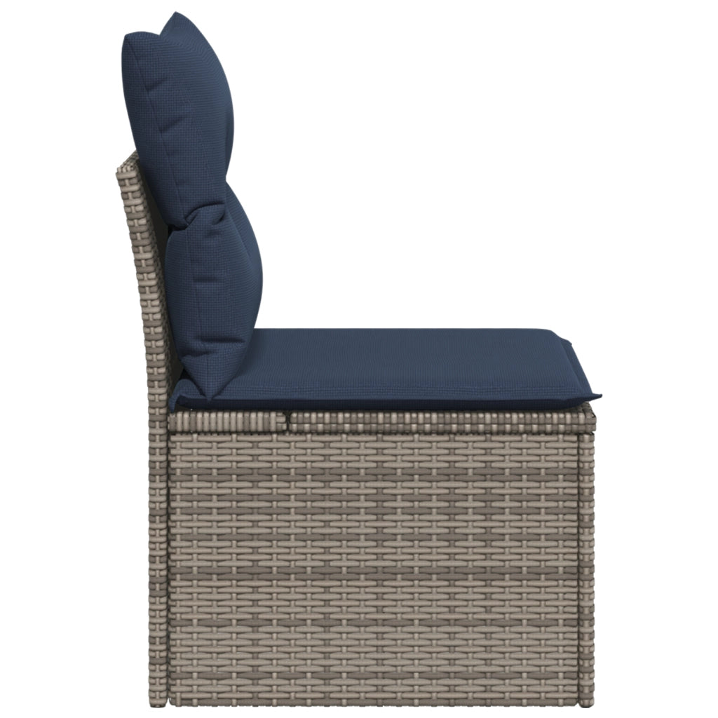 Sedia Giardino Senza Braccioli con Cuscini Grigio Polyrattan 366162
