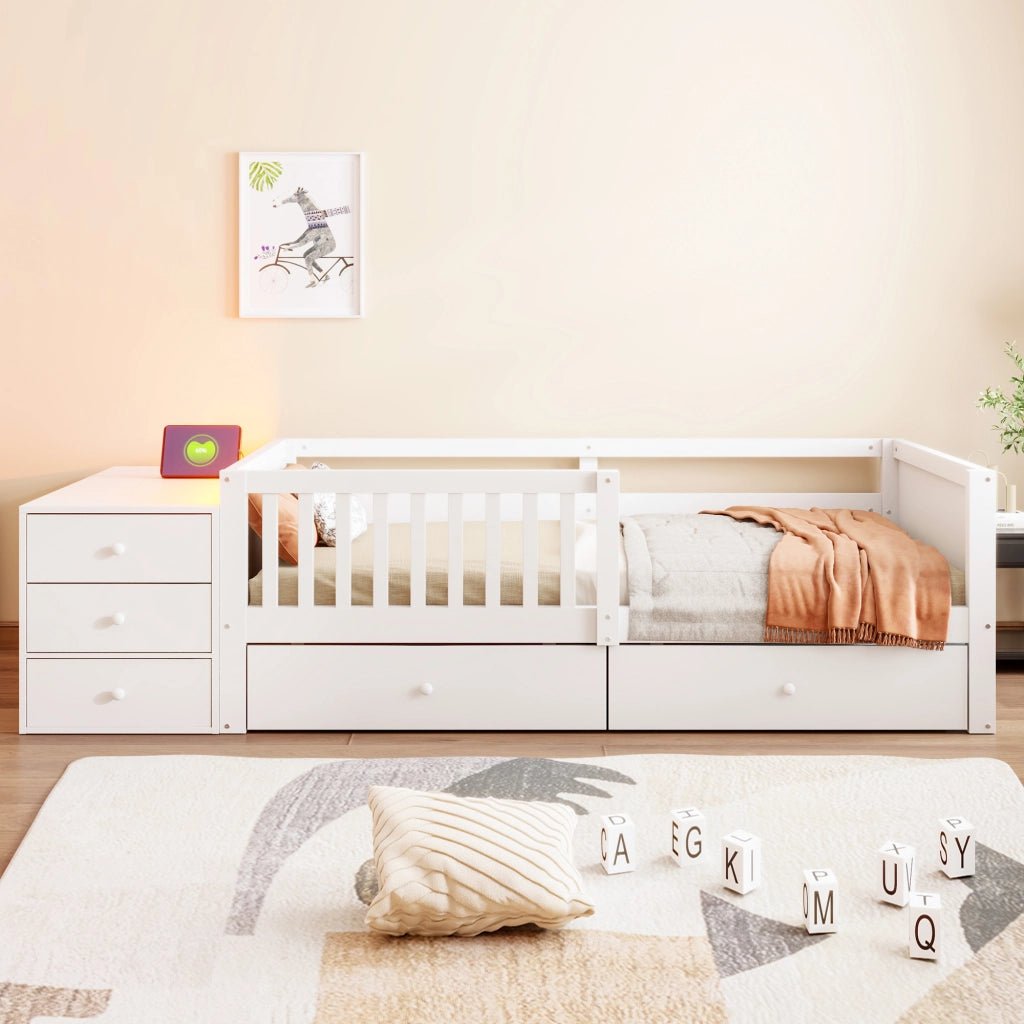 letto per bambini legno bianco 90 x 200 cm