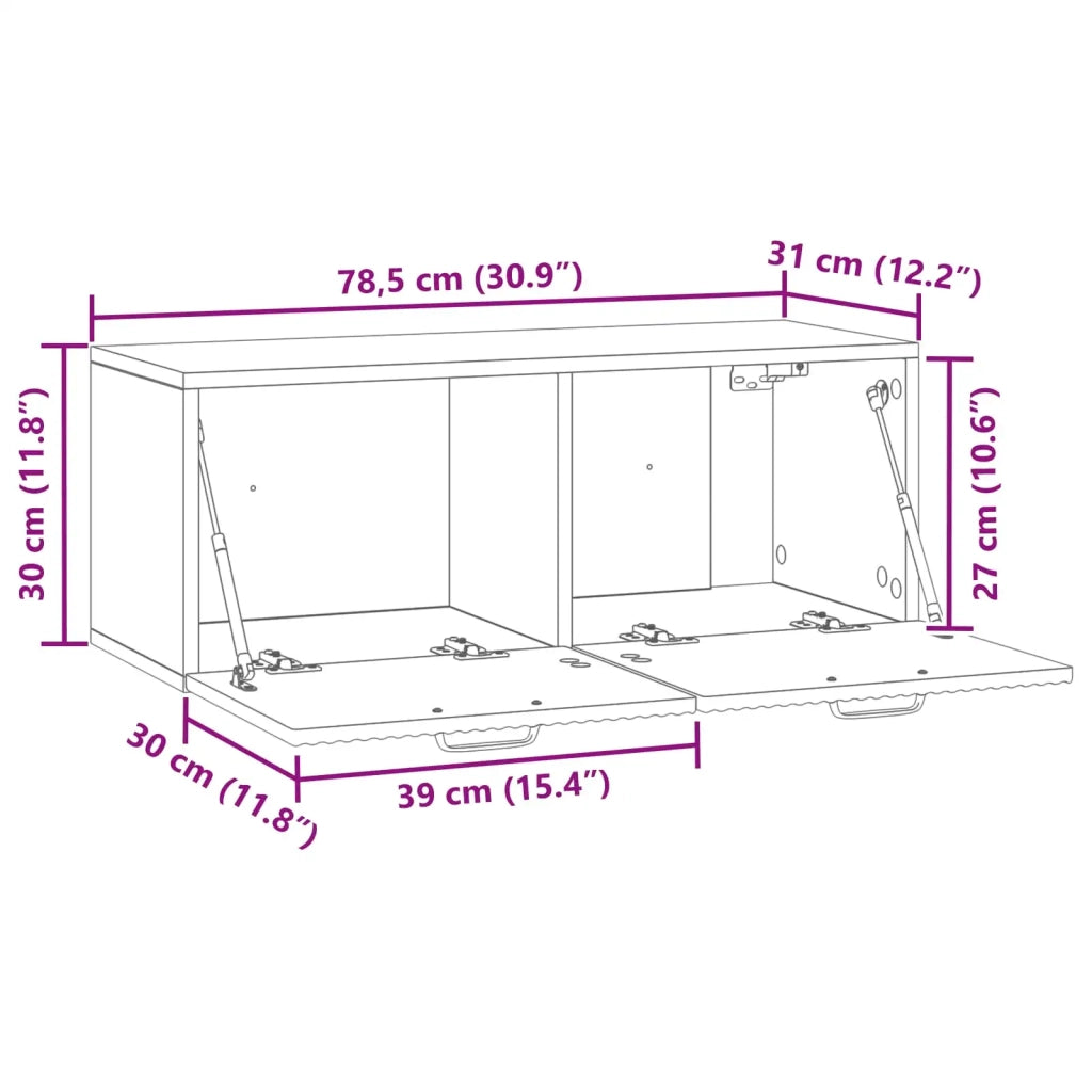 Mobile Porta TV da Muro-Credenza per TV sospesa Rovere Artigianale 78,5 x 31 x 30 cm 944372