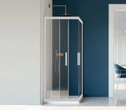 Box Doccia Colorato Cristallo 6 MM Trasparente Apertura Angolare Reversibile Colore Silver - Misura: 70 x 80 x h200 cm 