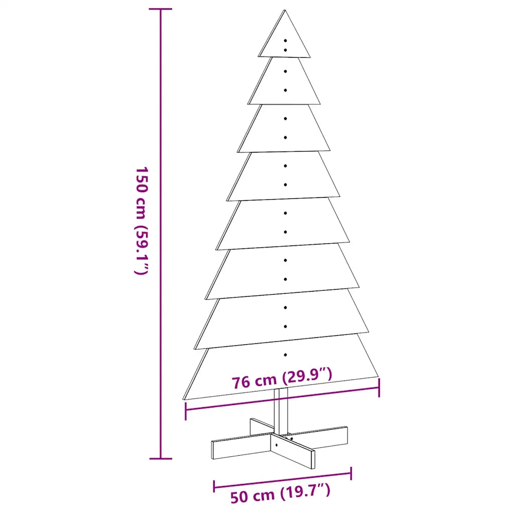 Albero di Natale | Decorazioni natalizie Marrone Cera 150 cm in Legno Massello di Pino