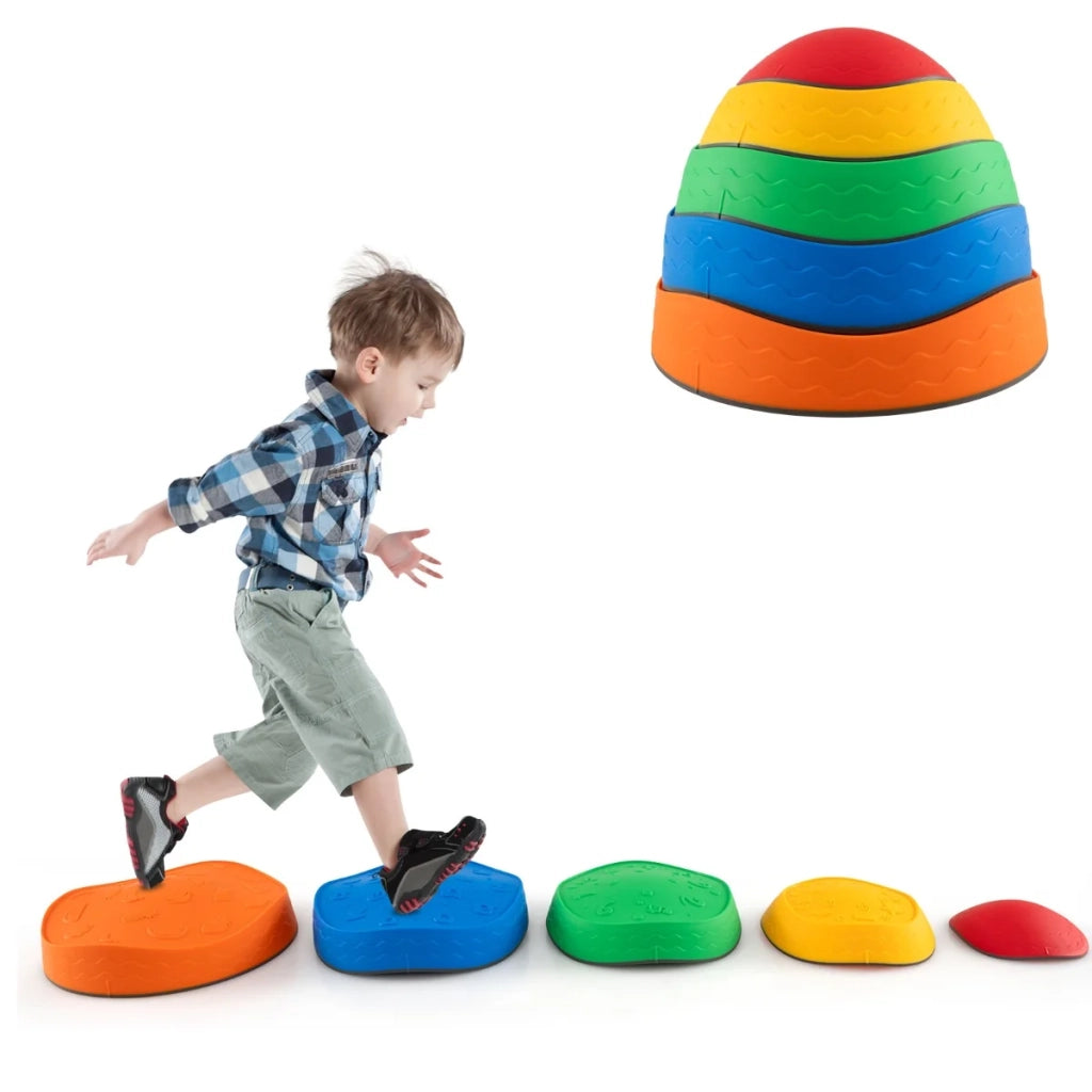 Set di 5 pietre di equilibrio impilabili 34 x 25 cm per sviluppare coordinazione e creatività in multicolore PP 20_0012238