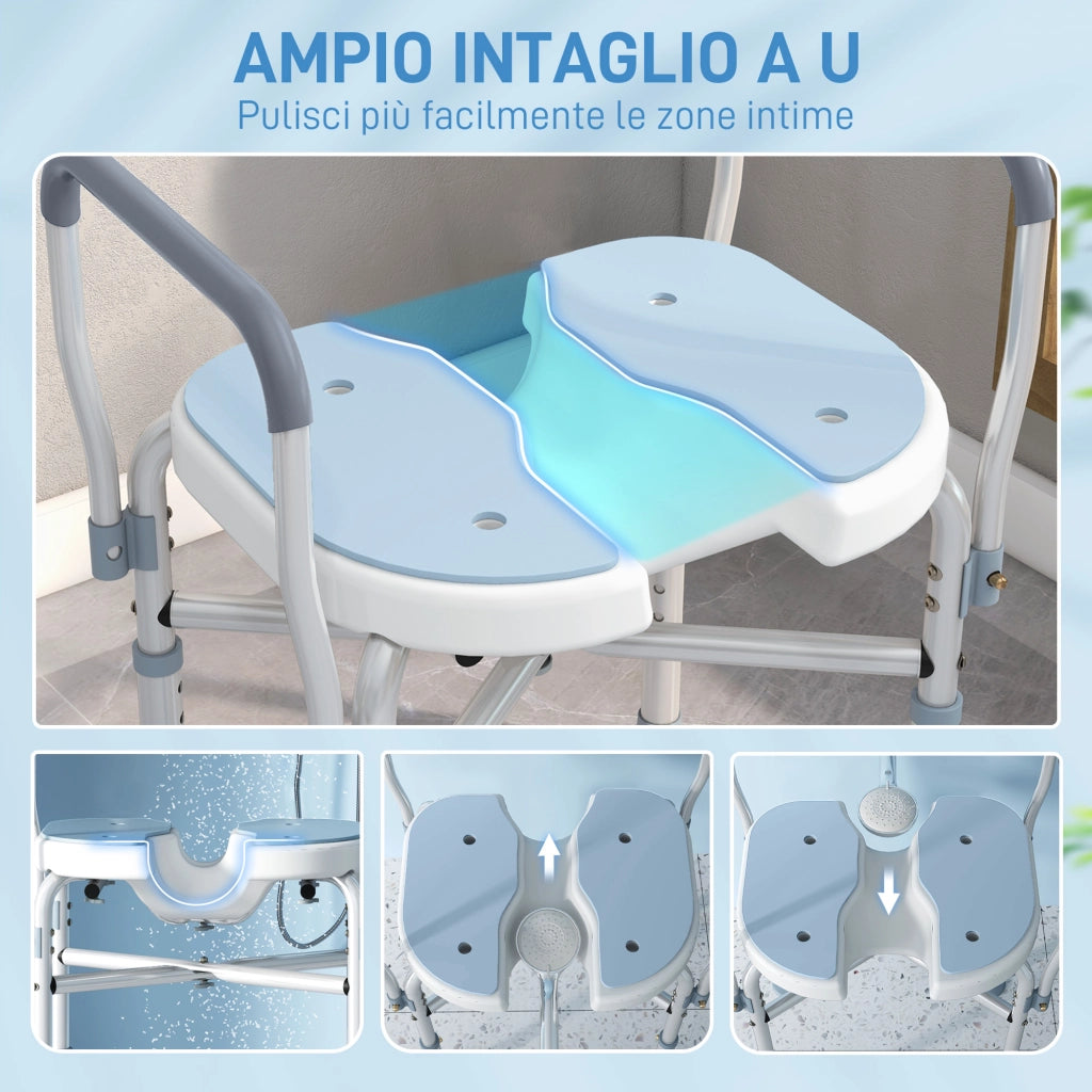 Sgabello da Bagno con Braccioli ¨C Zephmum ¨C Azzurro
