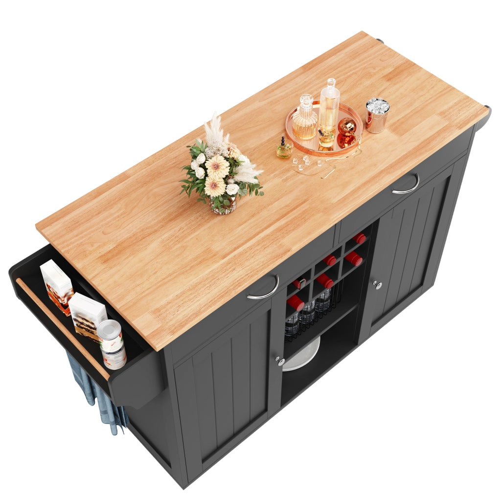 CARRELLO CUCINA 102x45x92 cm Nero in MDF e Metallo