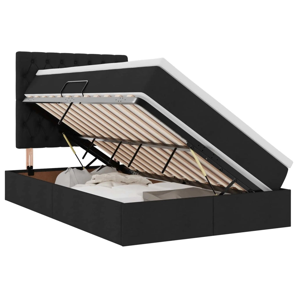 Letto con contenitore e LED Nero 120 x 200 cm Poliestere