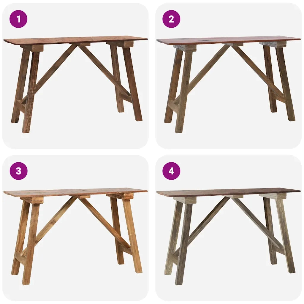 Table console 130x40x80 cm bois de récupération mélangé