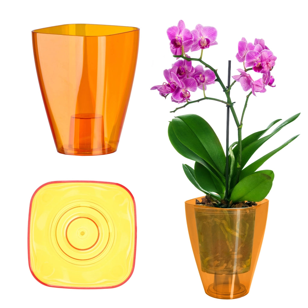 Vaso da fiori KADAX per orchidee, in plastica, arancione, 13 cm