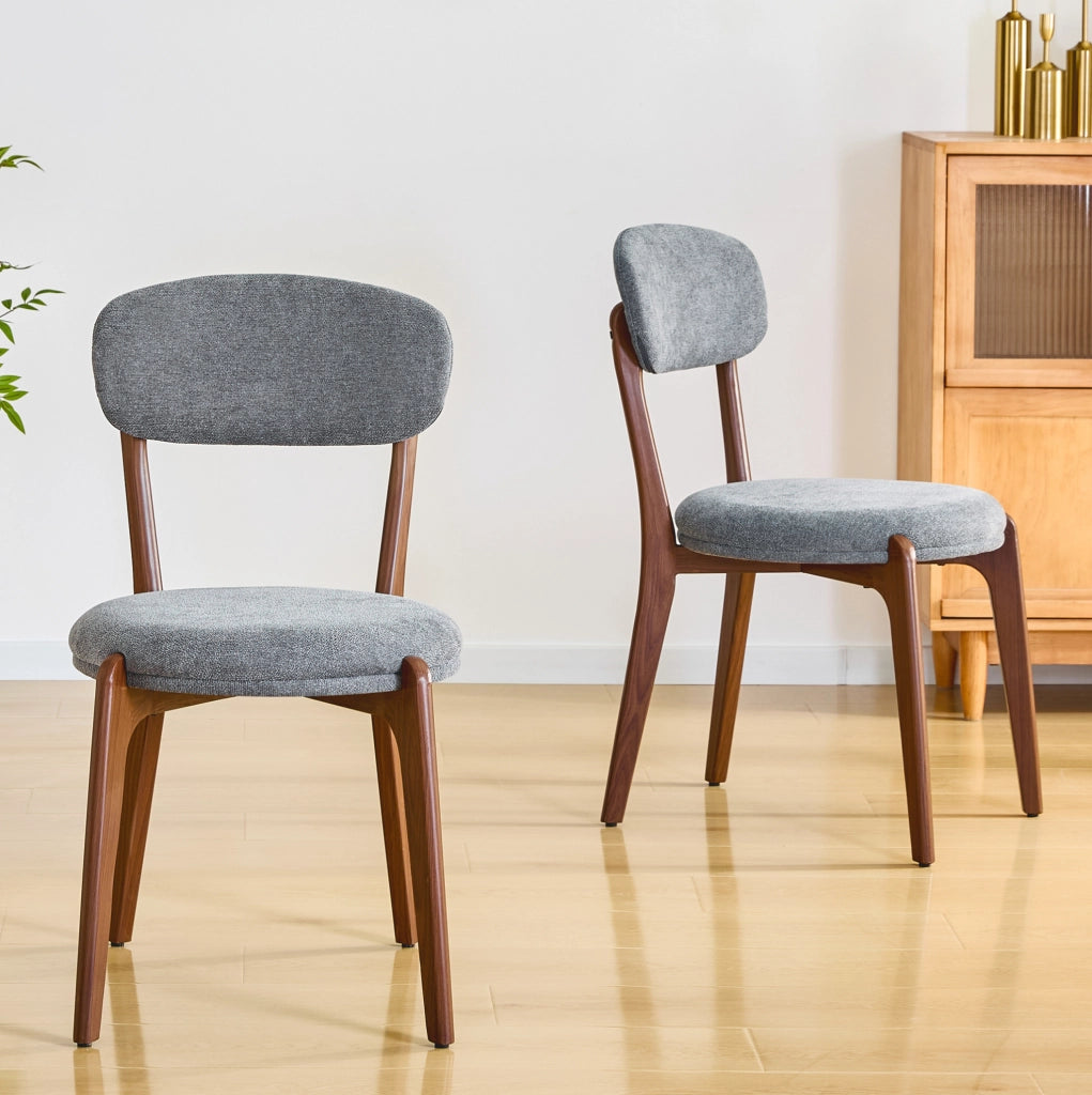 Set 2 sedie da pranzo ULEVR in lino grigio con struttura in metallo, portata 120 kg