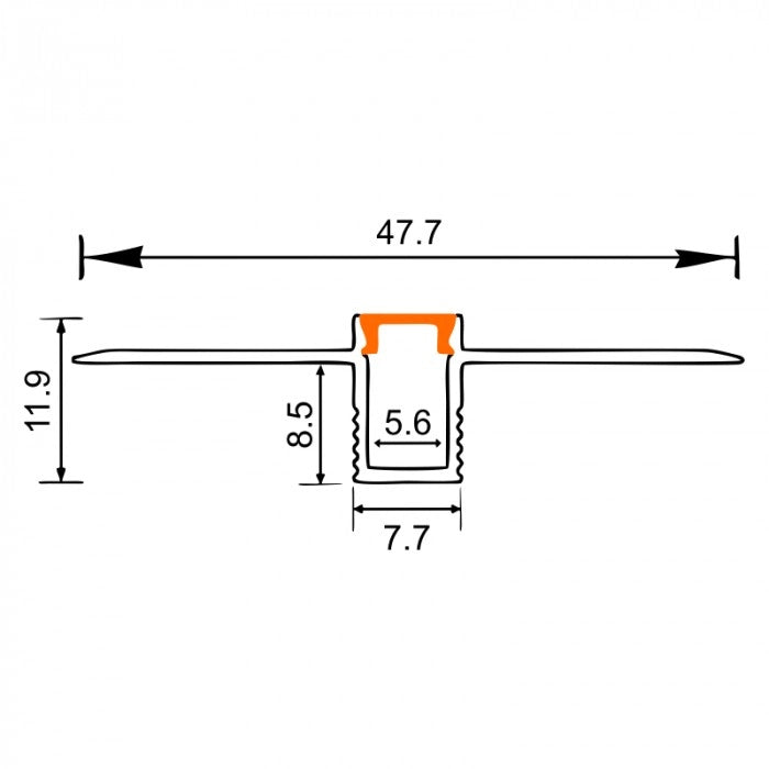 Profilo LED incasso GPW01 bianco diffusore trasparente 1m