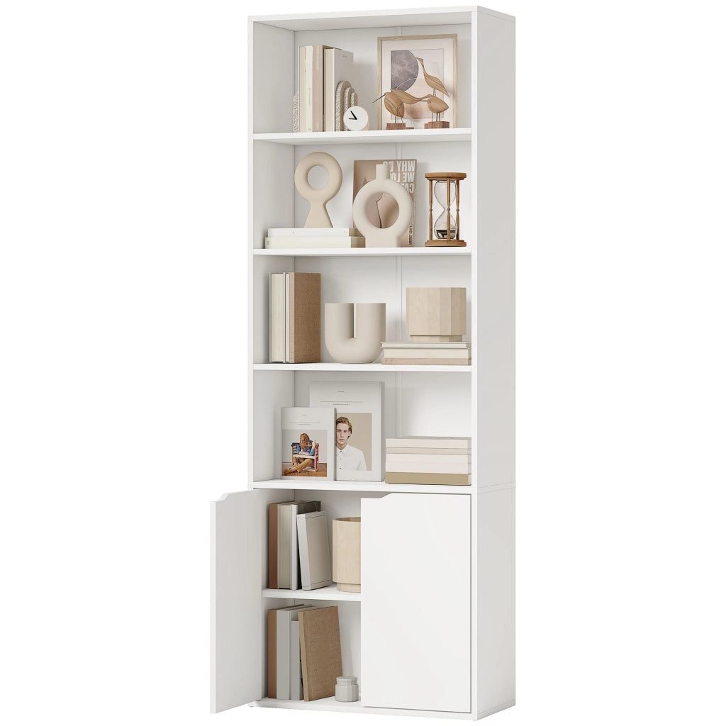 Libreria con ante e scaffali aperti ¨C zephmum ¨C Bianco 59x29x180 cm