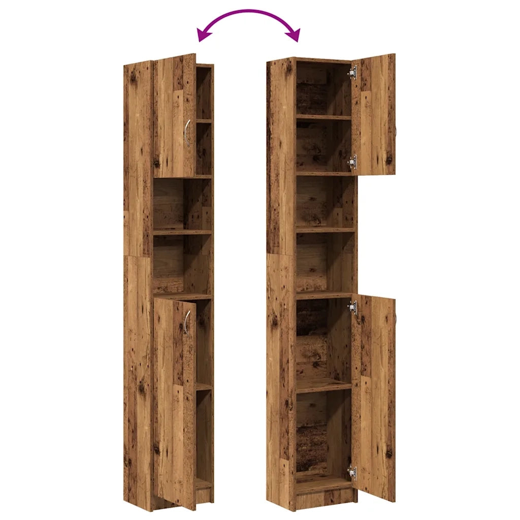 Mobiletto da bagno in legno composito 32 x 25,5 x 190 cm ampio spazio contenitivo facile manutenzione stile rustico legno anticato 02_0050728