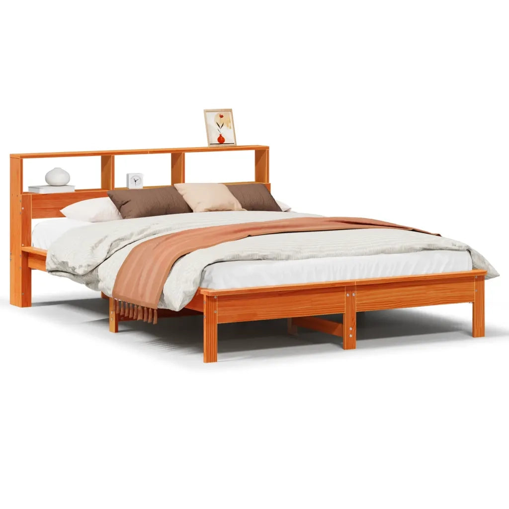 Letto senza Materasso-Struttura Letto Marrone Cera 135x190 cm in Legno di Pino 282641