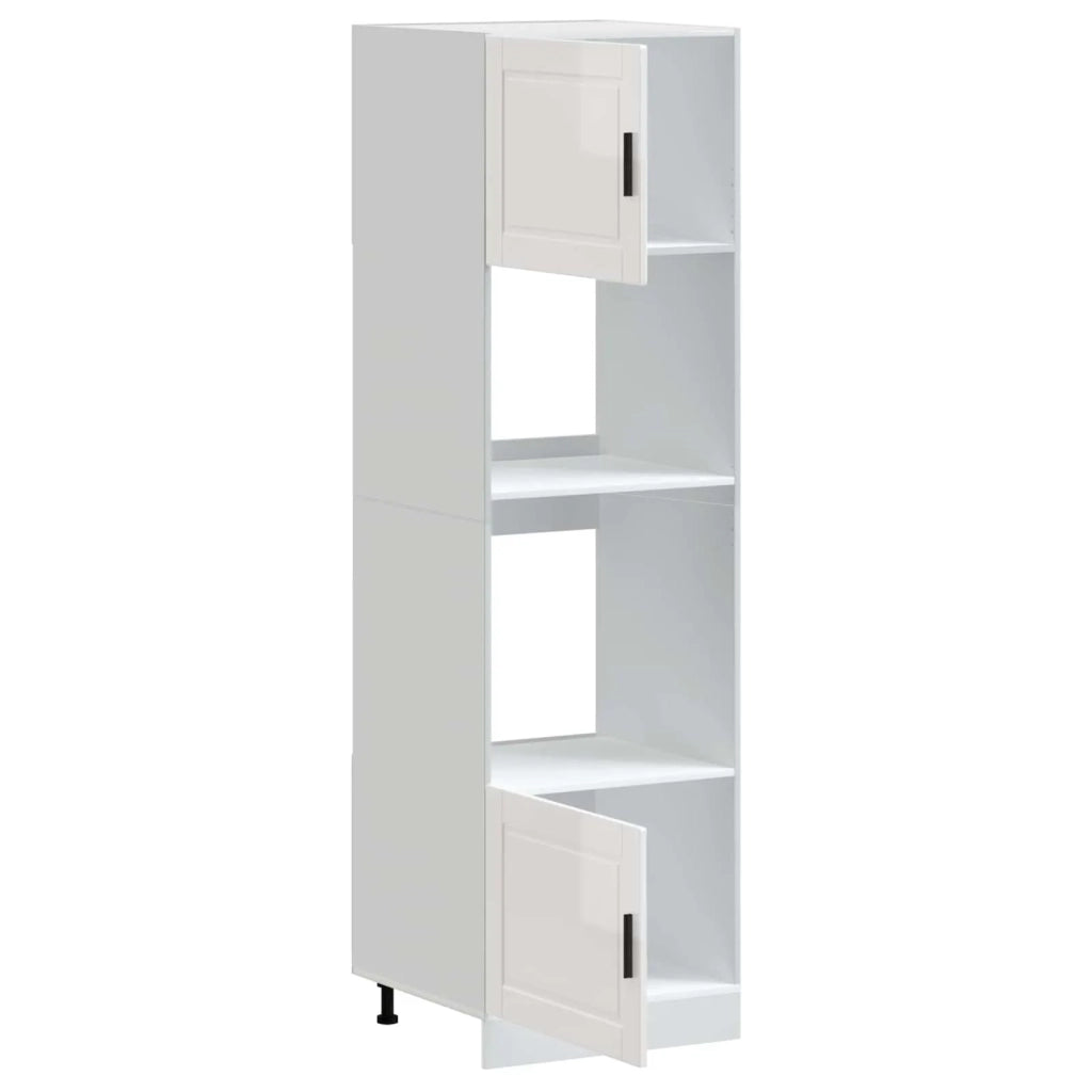 Armadi Forno 2 pz Porto Bianchi Lucido in Legno Multistrato 3315053