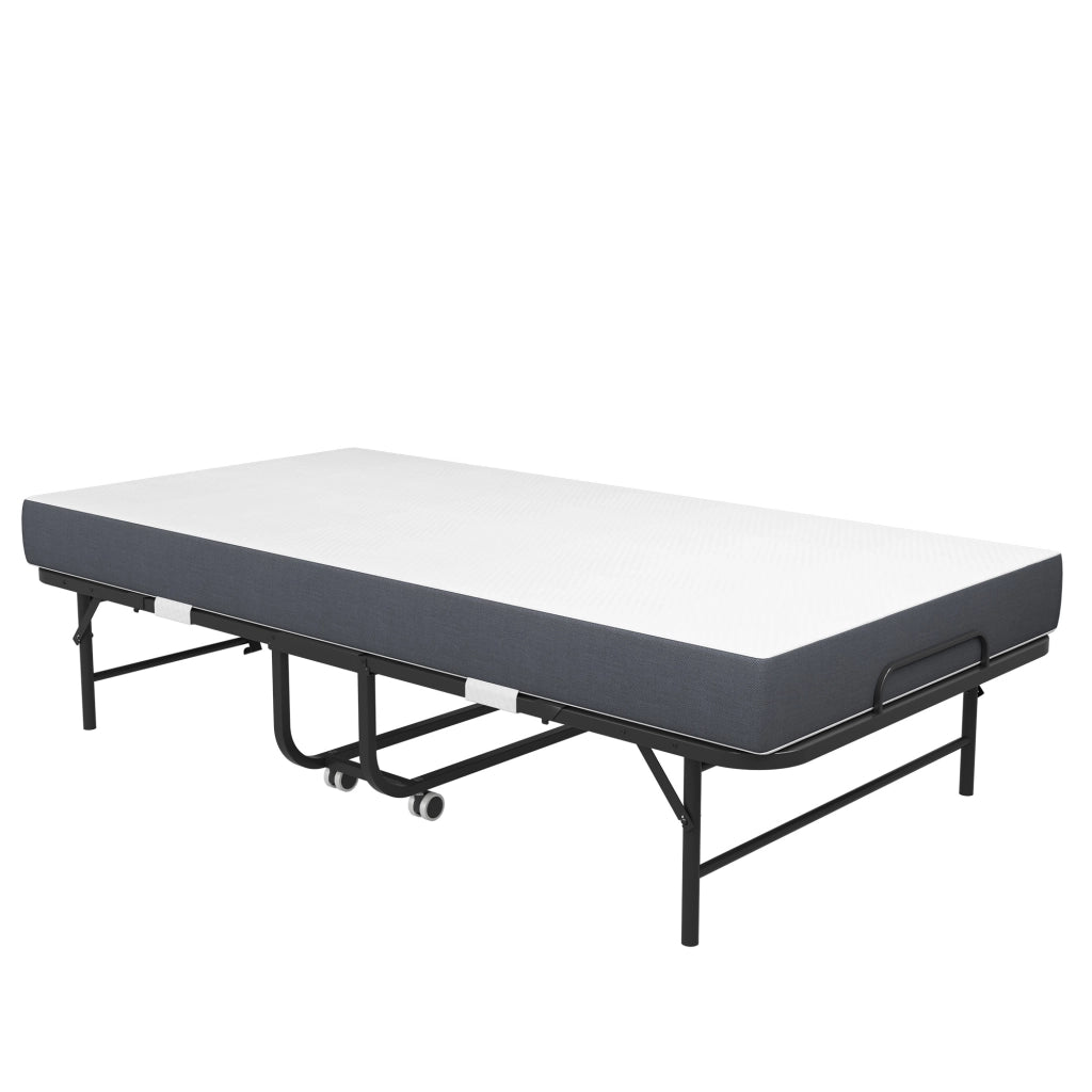 letto pieghevole metallo nero 190 x 96 cm