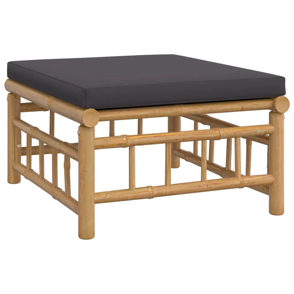 Set Salotto da Giardino 7pz con Cuscini Grigio Scuro Bambù 3155213