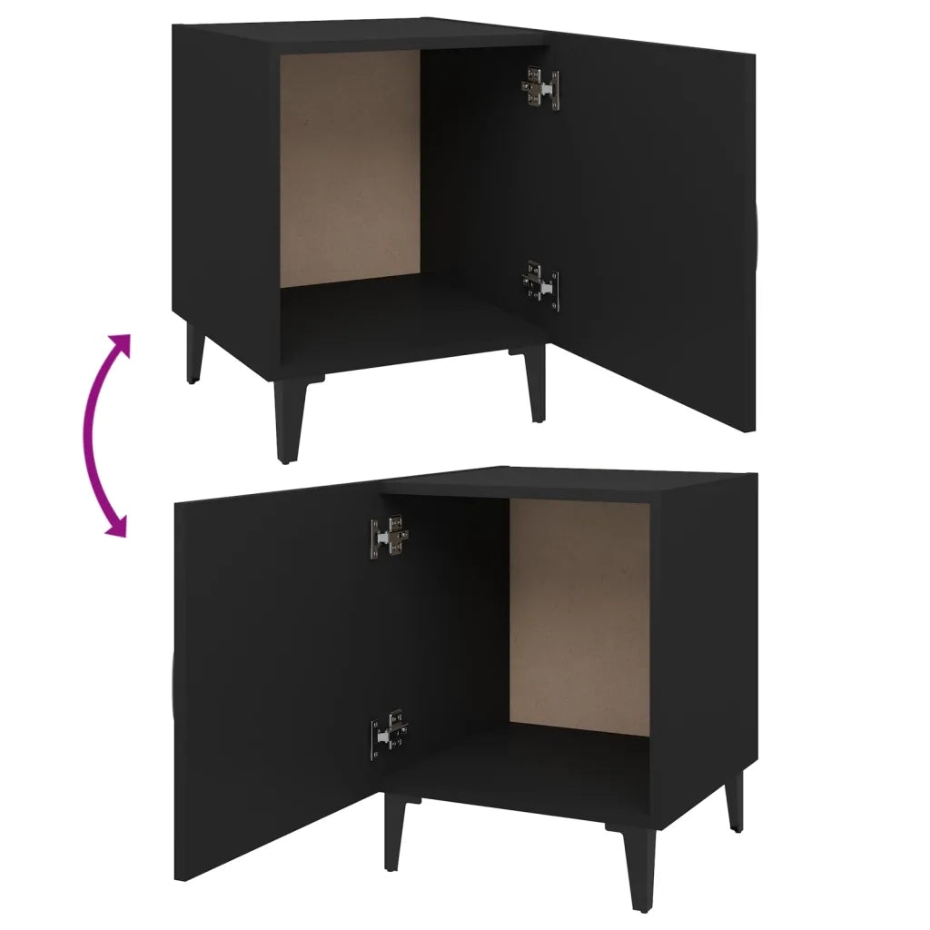 Set di 2 Comodini | Armadio da Notte | Mobiletto da notte Neri in Legno Multistrato