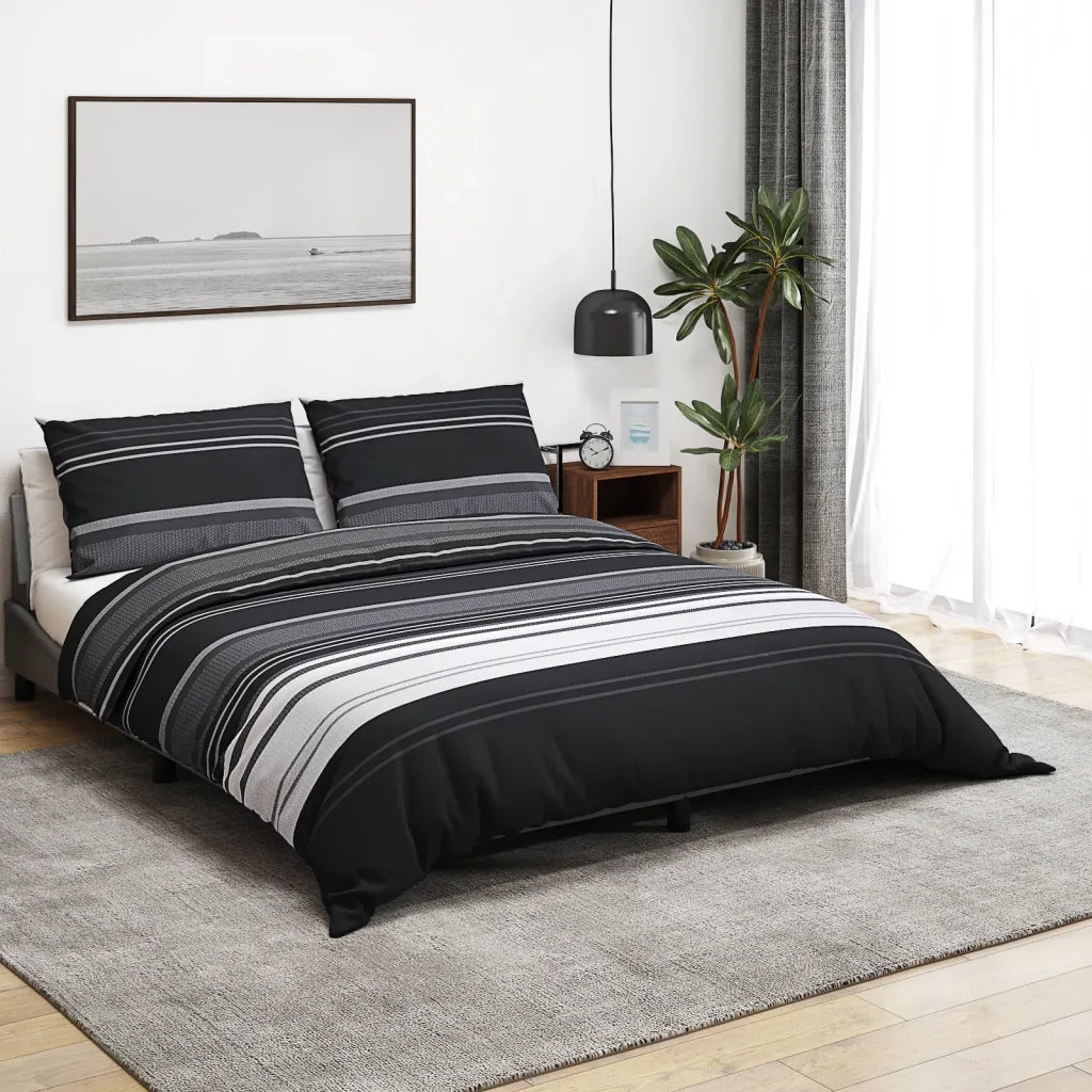 Set Copripiumino Nero e Bianco 225x220 cm in Cotone 136505