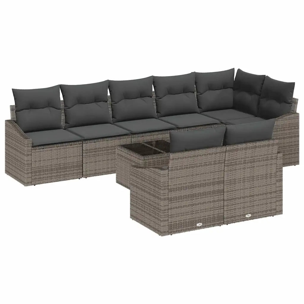 Set di divani con cuscino 9 pcs Grigio polyrattan 3346779