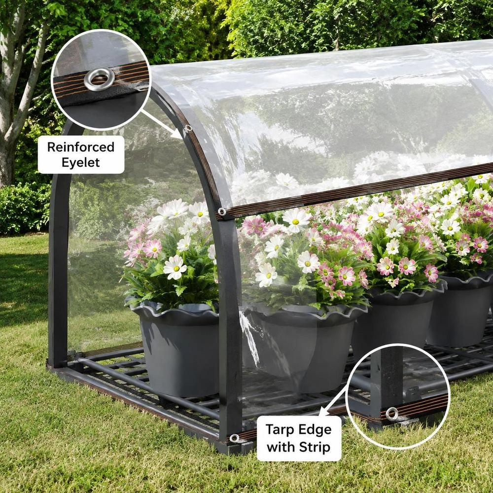 Telo trasparente con occhielli, 1x5 m, in polietilene, durevole e versatile, ideale per esterni, giardino e balcone