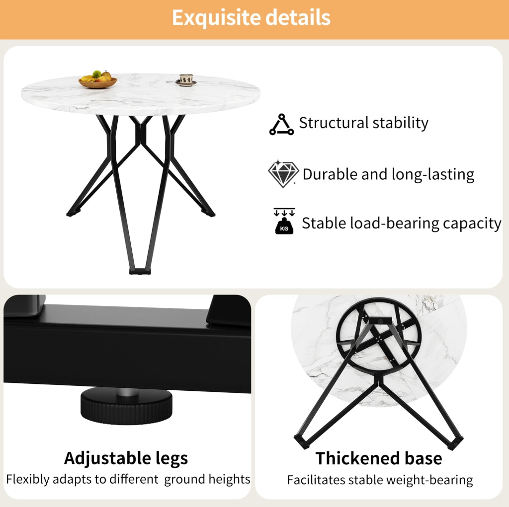 Set da pranzo rotondo con tavolo e 4 sedie