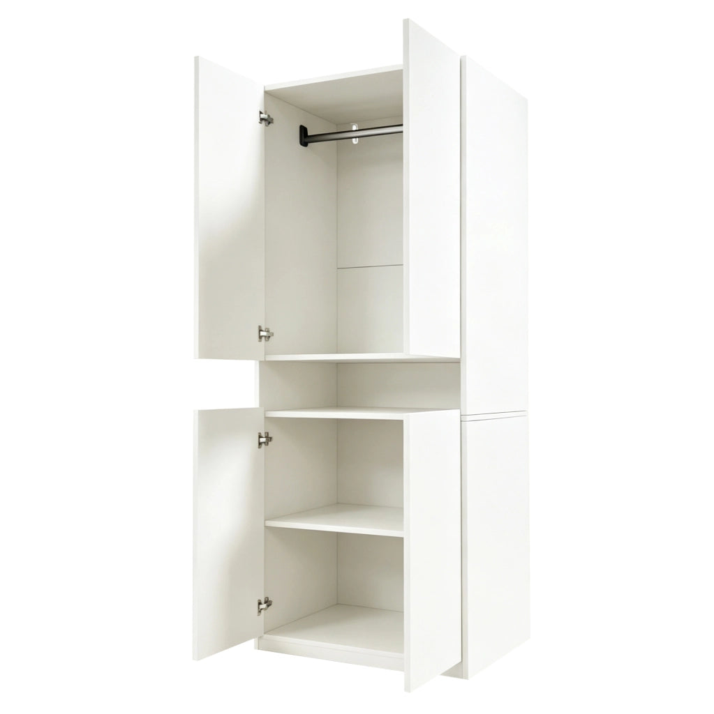 Armadio guardaroba 70x55x180 cm con vano centrale LED in MDF bianco