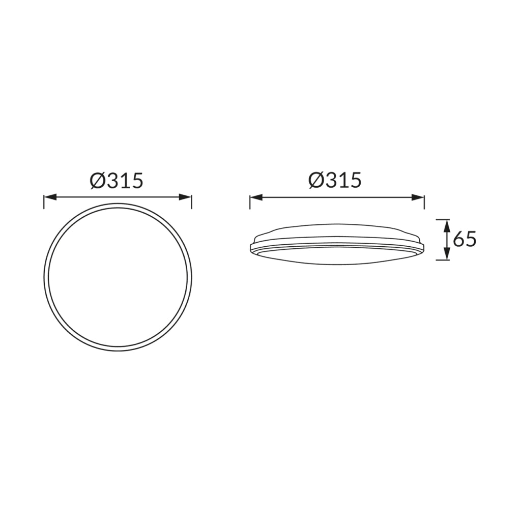 Plafoniera LED IP54 nera tonda 31cm 24W 4200K Struhm