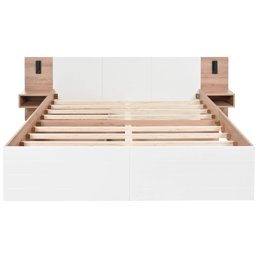Letto matrimoniale 140x200 cm con due cassetti e materasso