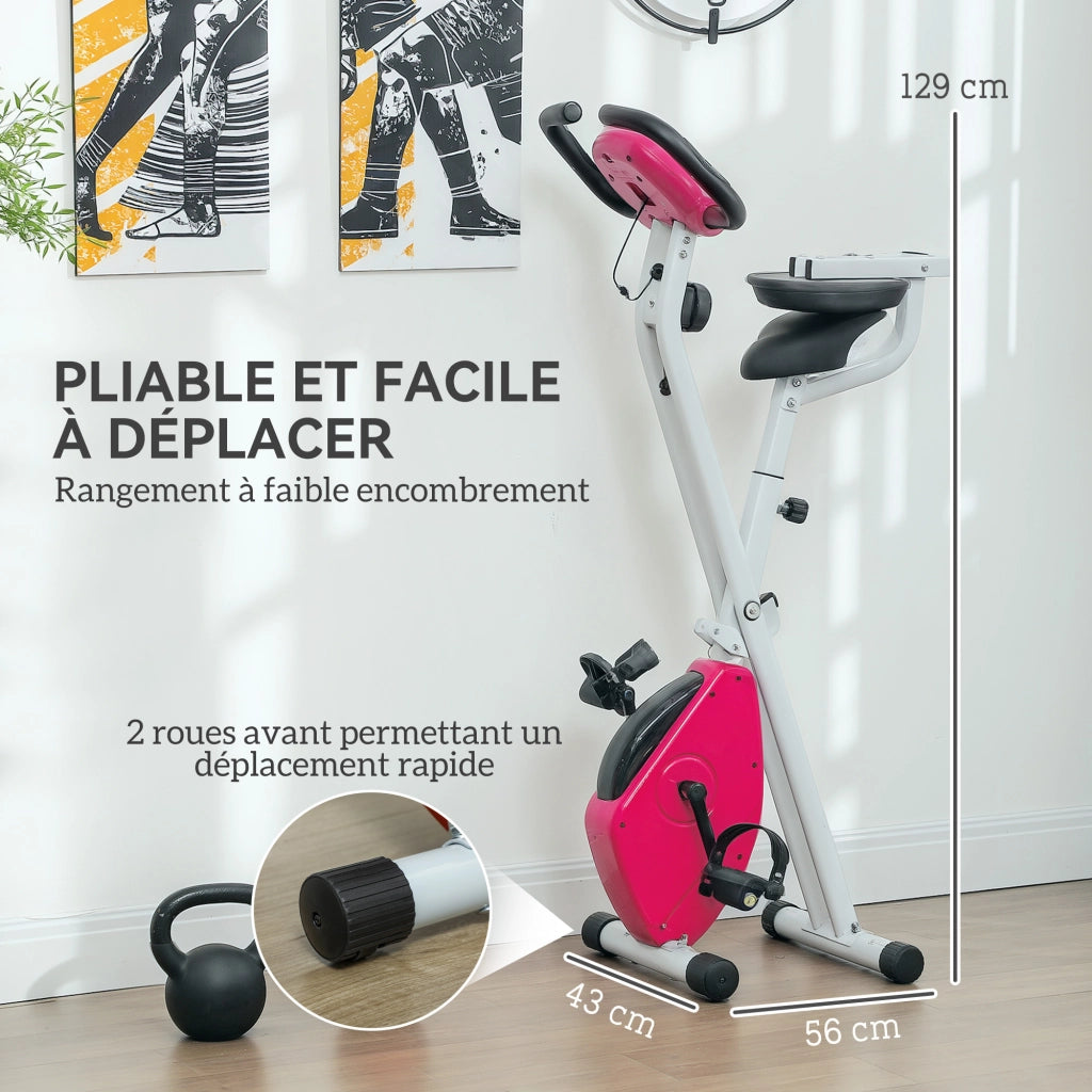 Bicicletta da camera pieghevole ¨C Minimal ¨C 8 livelli resistenza, sella regolabile, rosa