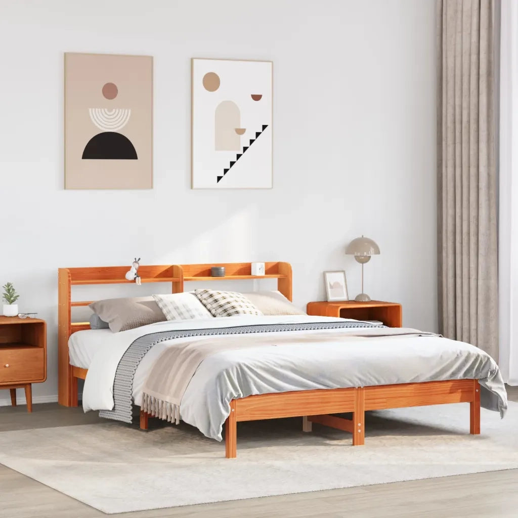 Letto senza Materasso-Struttura Letto Marrone Cera 150x200 cm in Legno di Pino 386169