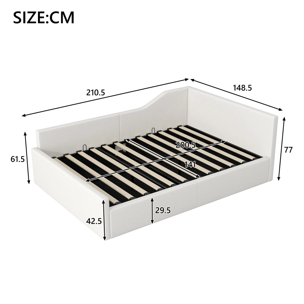 Letto Contenitore Imbottito 140x200 ¨C MINIMAL ¨C Beige