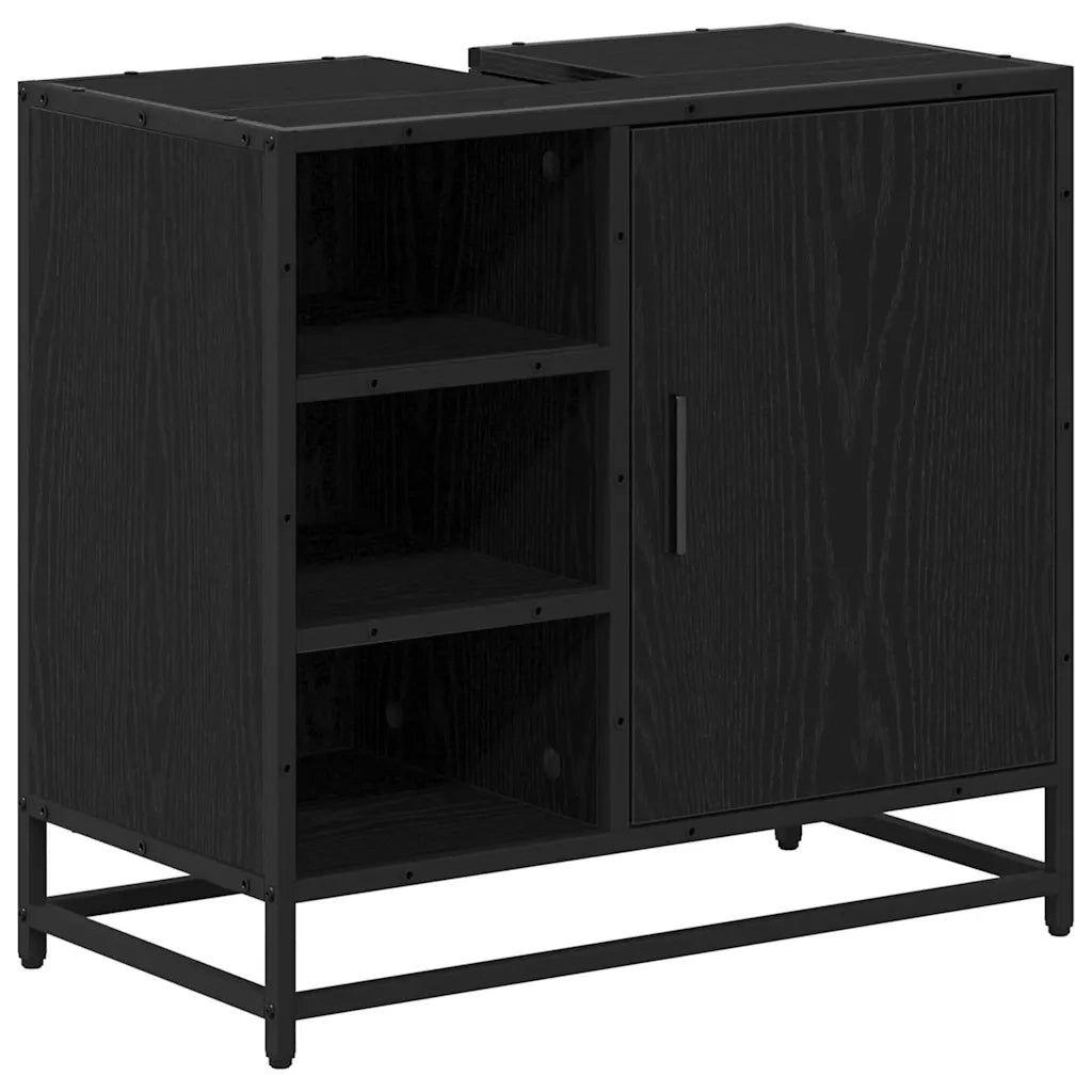Set di mobili per il bagno 4 pcs Rovere Nero Legno multistrato 3402544