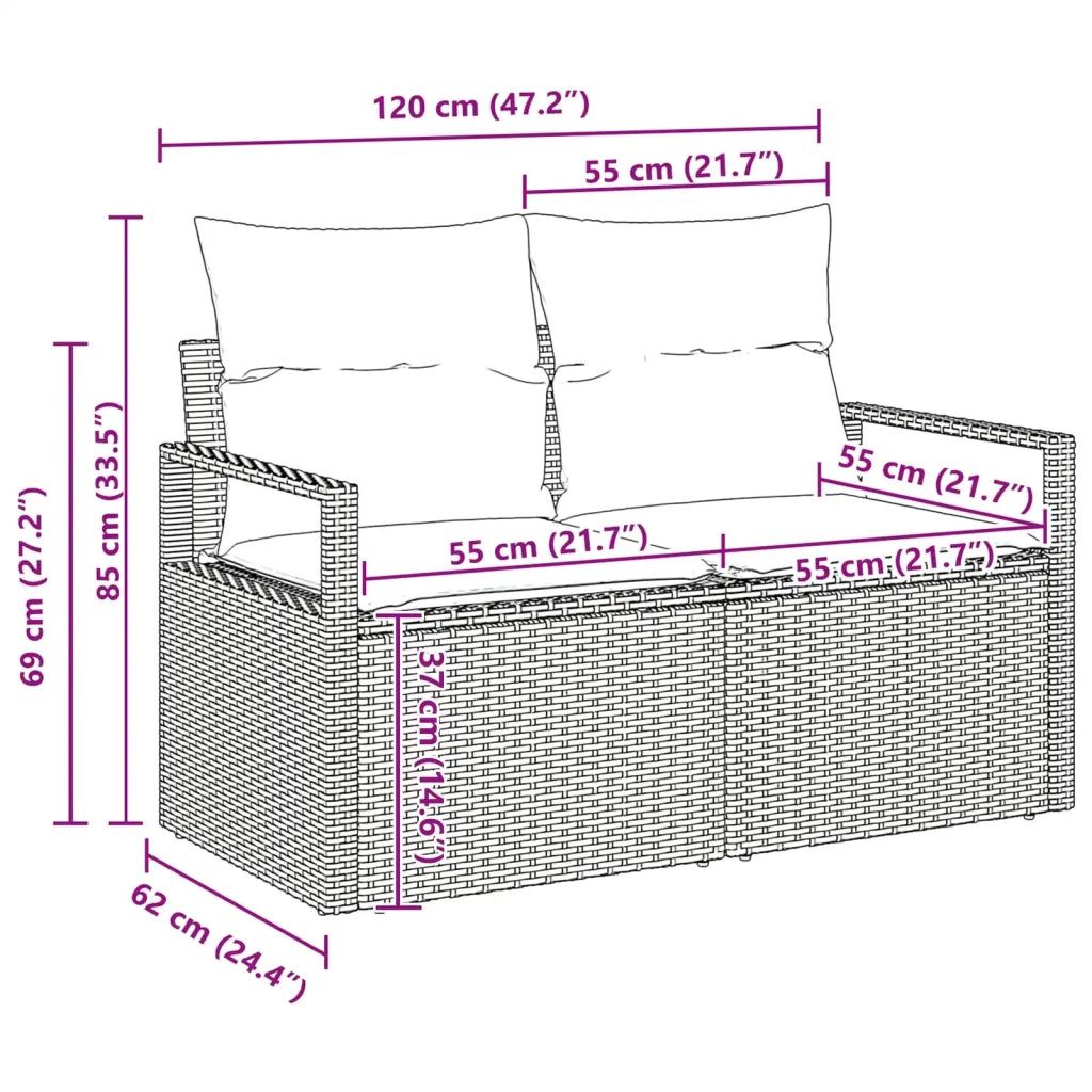 Set di divani con cuscino 8 pcs Nero e Turchese polyrattan 3346296